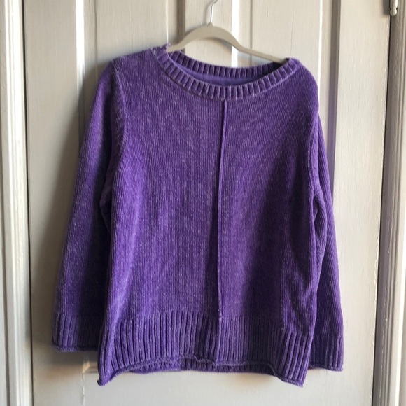 Charter Club Chenille Purple Crew Neck Long Sleeve Sweater Top Size XL - Picture 1 of 6